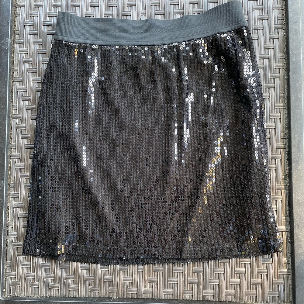 Black Sequin Mini Skirt